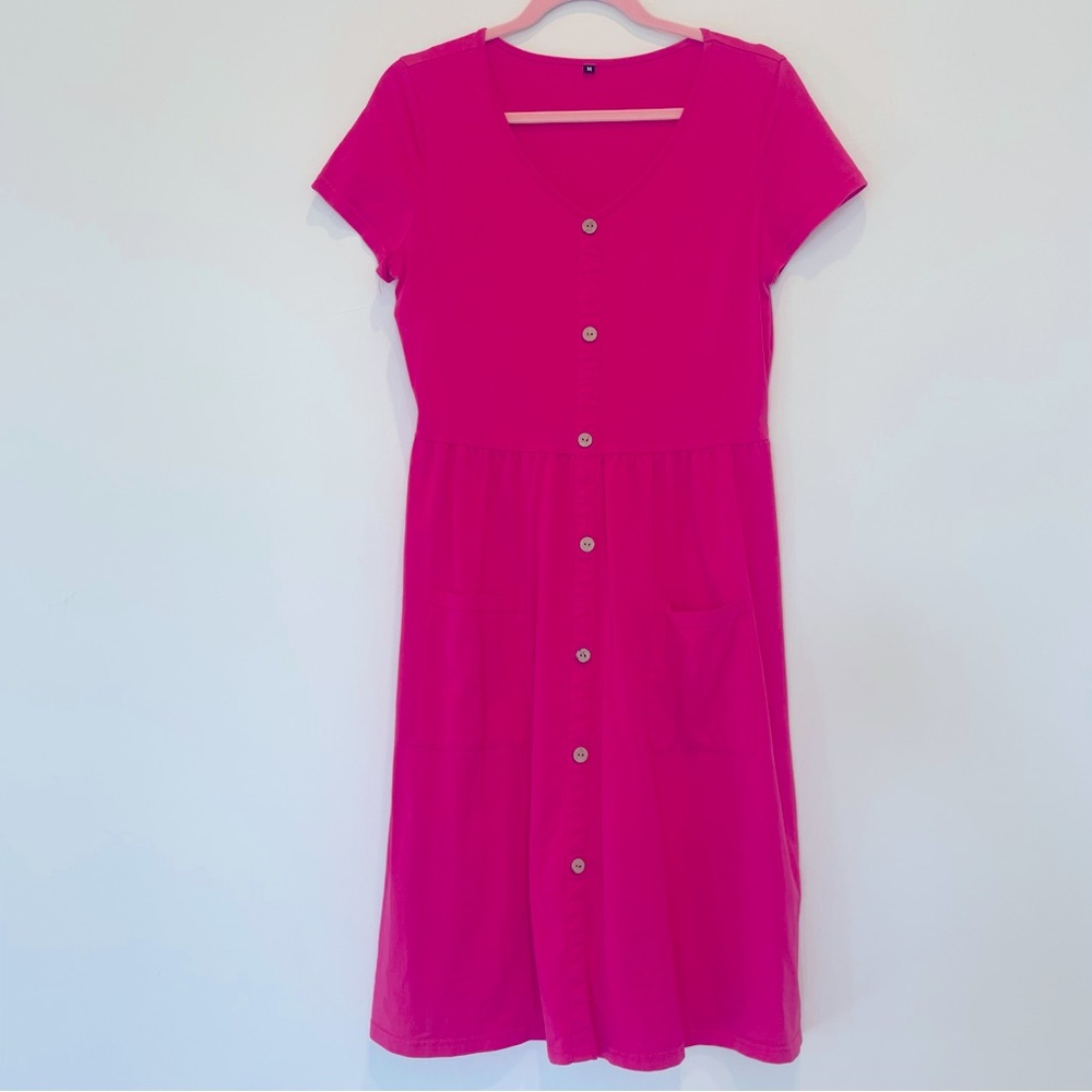 OUGES Women’s Skater Dress Hot Pink - M